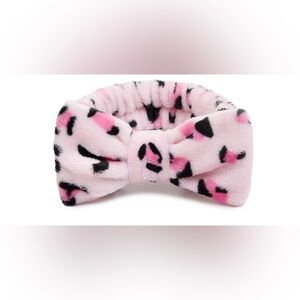 NEW Makeup Skincare Bow Knot Stretchy Soft Headband Pink Leopard Print -CUTE 💖
